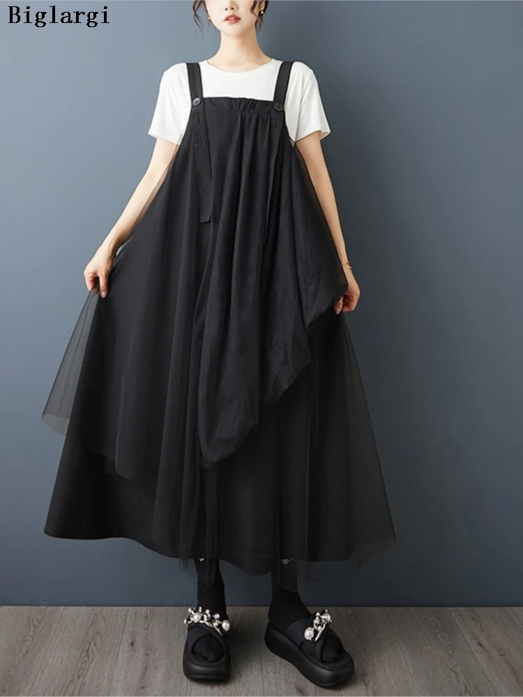 Oversized Summer Sleeveless Strap Dress Women Mesh Irregular Patchwork Fashion Ladies Strap Dresses Loose Pleated Woman Dress
Oversized Summer Sleeveless Strap Dress Women Mesh Irregular Patchwork Fashion Ladies Strap Dresses Loose Pleated Woman Dress