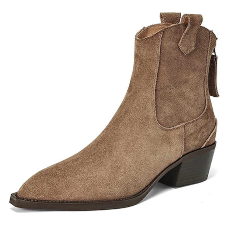 Women's Ankle Boots Cow Suede Leather Autumn Winter 2026 New Point toe Western Boot Shoes Brown Block Heels Party Footwear Shoes
Women's Ankle Boots Cow Suede Leather Autumn Winter 2026 New Point toe Western Boot Shoes Brown Block Heels Party Footwear Shoes