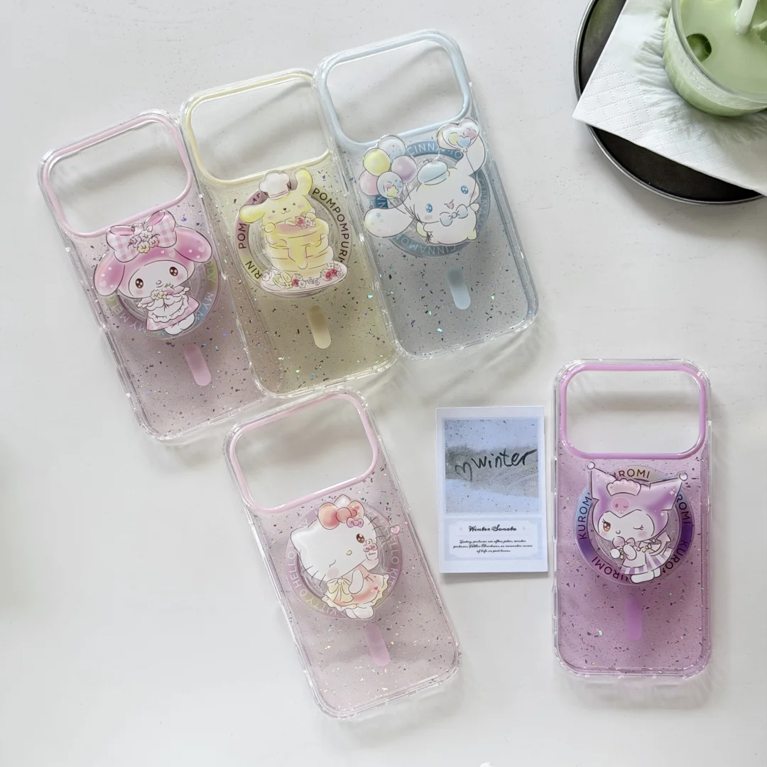 Kawaii cartoon My Melody KItty with Magsafe magnetic stand phone case for iPhone 13 14 15 16 17 Pro Max sequin protection cover
Kawaii cartoon My Melody KItty with Magsafe magnetic stand phone case for iPhone 13 14 15 16 17 Pro Max sequin protection cover