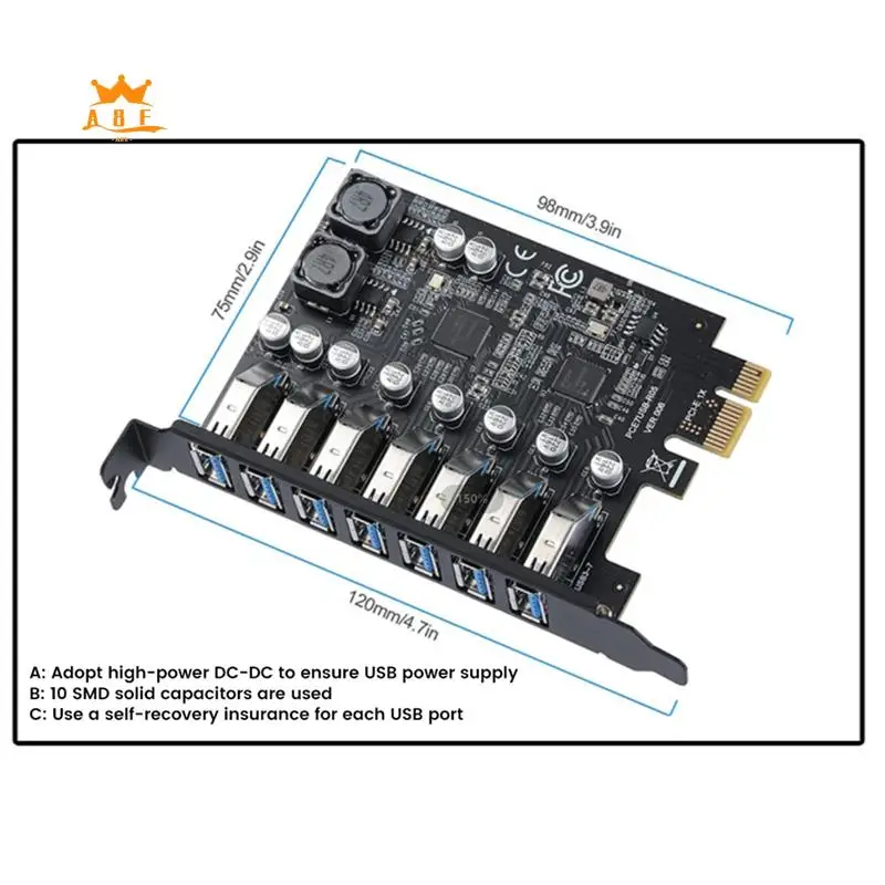 A08E-USB 3.2 Pci Express Adapter Pci E To 7 Ports USB3 Gen1 Expansion Adapter Card Pci-E Extender Pci Express Card
A08E-USB 3.2 Pci Express Adapter Pci E To 7 Ports USB3 Gen1 Expansion Adapter Card Pci-E Extender Pci Express Card