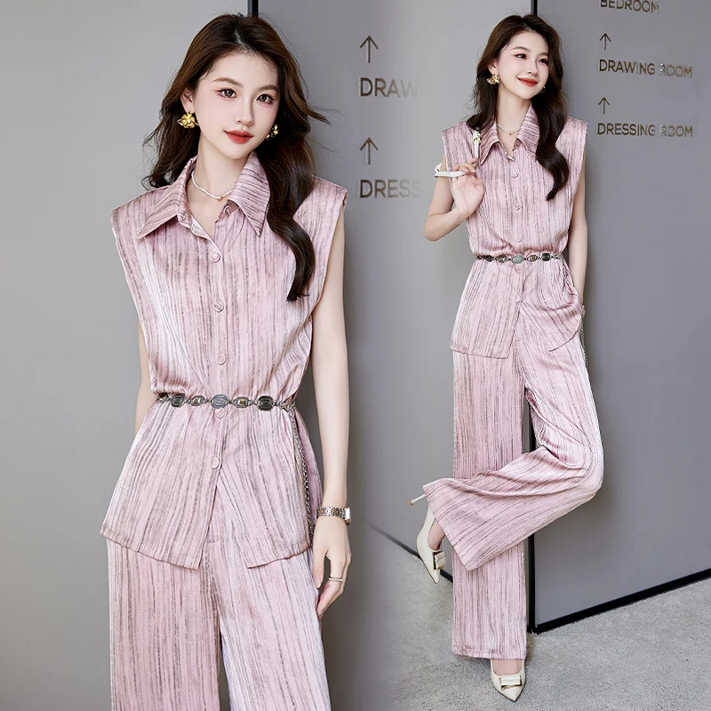 Women’s Suit Set Sleeveless Top & Wide Leg Pants Summer Office Casual Two-piece
Women’s Suit Set Sleeveless Top & Wide Leg Pants Summer Office Casual Two-piece