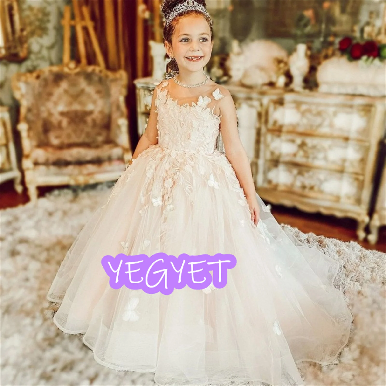 Flower Girl Dresses Pink Floral Tulle Luxury With 3D Butterfly Sleeveless For Wedding Birthday Party Princess Gowns
Flower Girl Dresses Pink Floral Tulle Luxury With 3D Butterfly Sleeveless For Wedding Birthday Party Princess Gowns