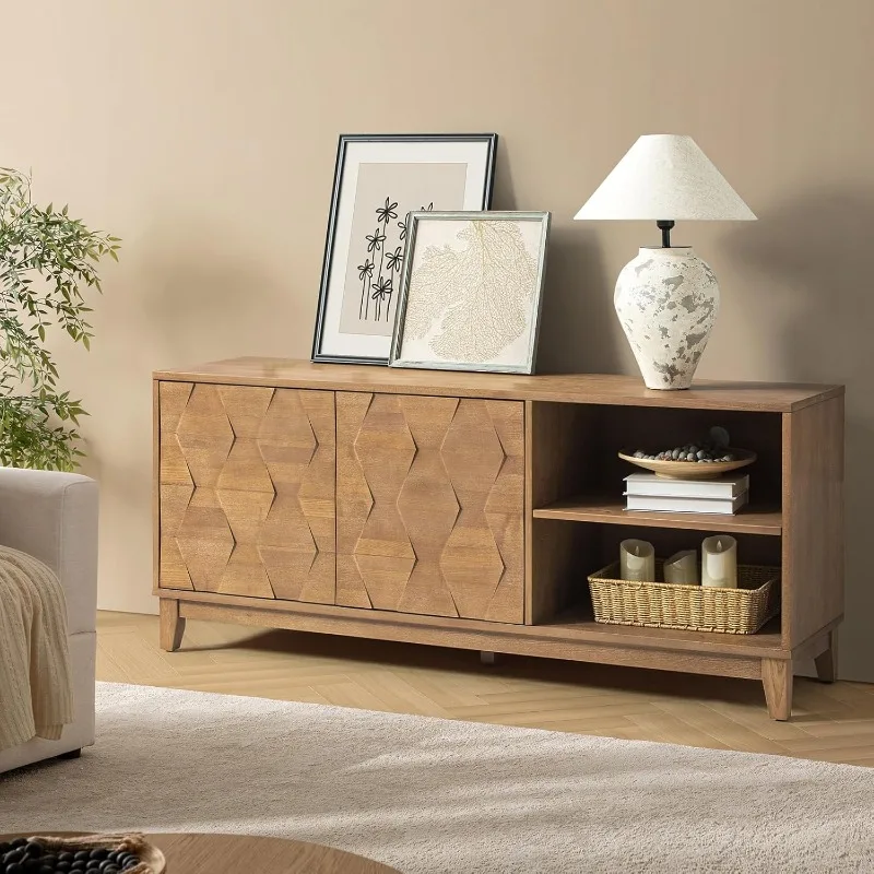 Mid Century Modern TV Stand with Storage Cabinet, Television Entertainment for 65 Inch TVs, Media Console Table for 
Mid Century Modern TV Stand with Storage Cabinet, Television Entertainment for 65 Inch TVs, Media Console Table for