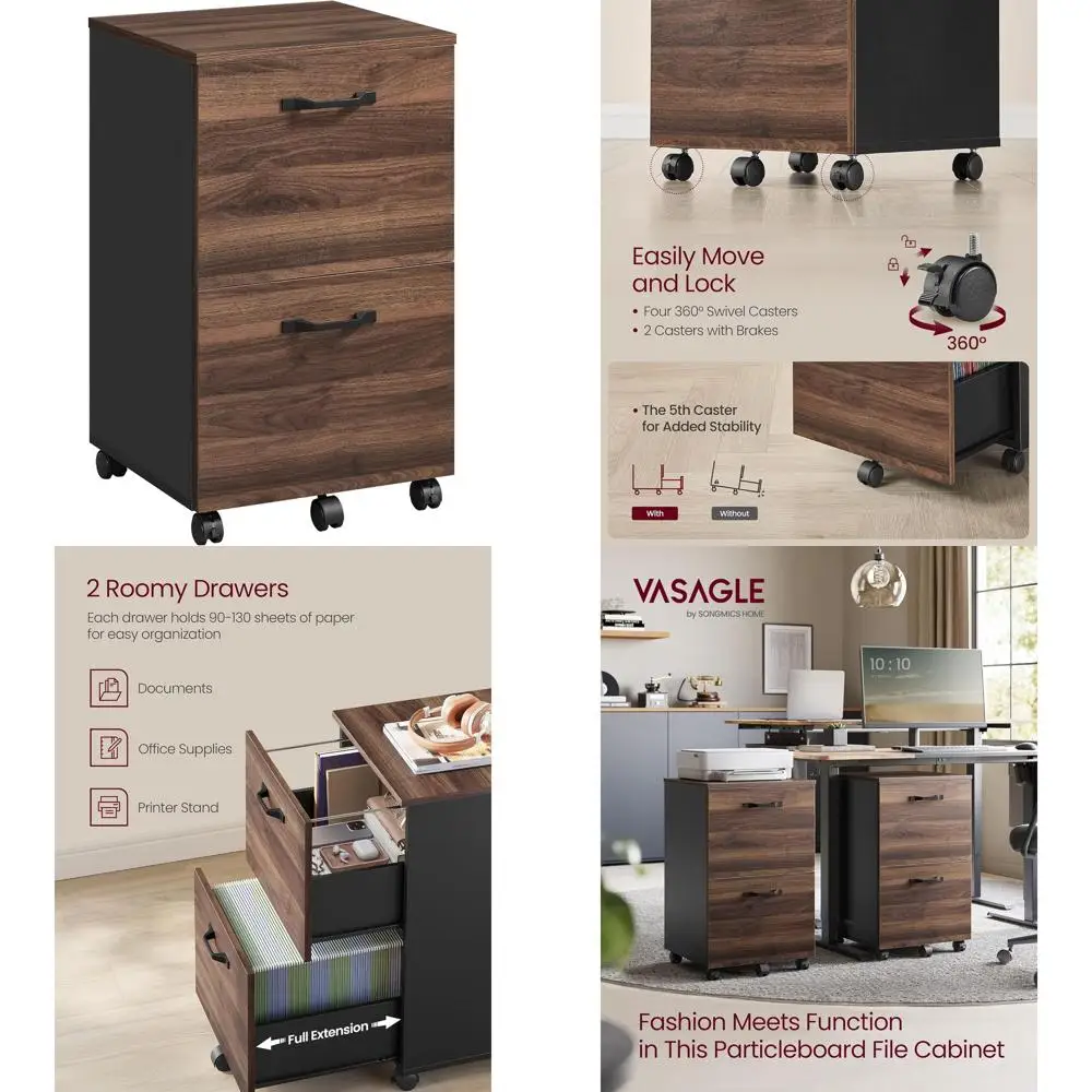 Compact A4/Letter Rolling File Cabinet, Home Office Printer Stand, Natural Walnut & Ink Black, 15.7x16.5x27.6 UOFC040K01
Compact A4/Letter Rolling File Cabinet, Home Office Printer Stand, Natural Walnut & Ink Black, 15.7x16.5x27.6 UOFC040K01