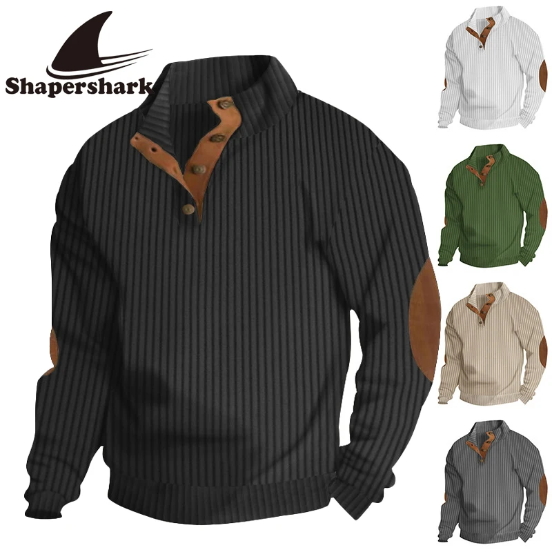 Men's Fashion Collared Multi-Button Polo Shirt Hoodless Sweatshirt Solid Color Striped Design High-Quality Spring/Fall Top
Men's Fashion Collared Multi-Button Polo Shirt Hoodless Sweatshirt Solid Color Striped Design High-Quality Spring/Fall Top