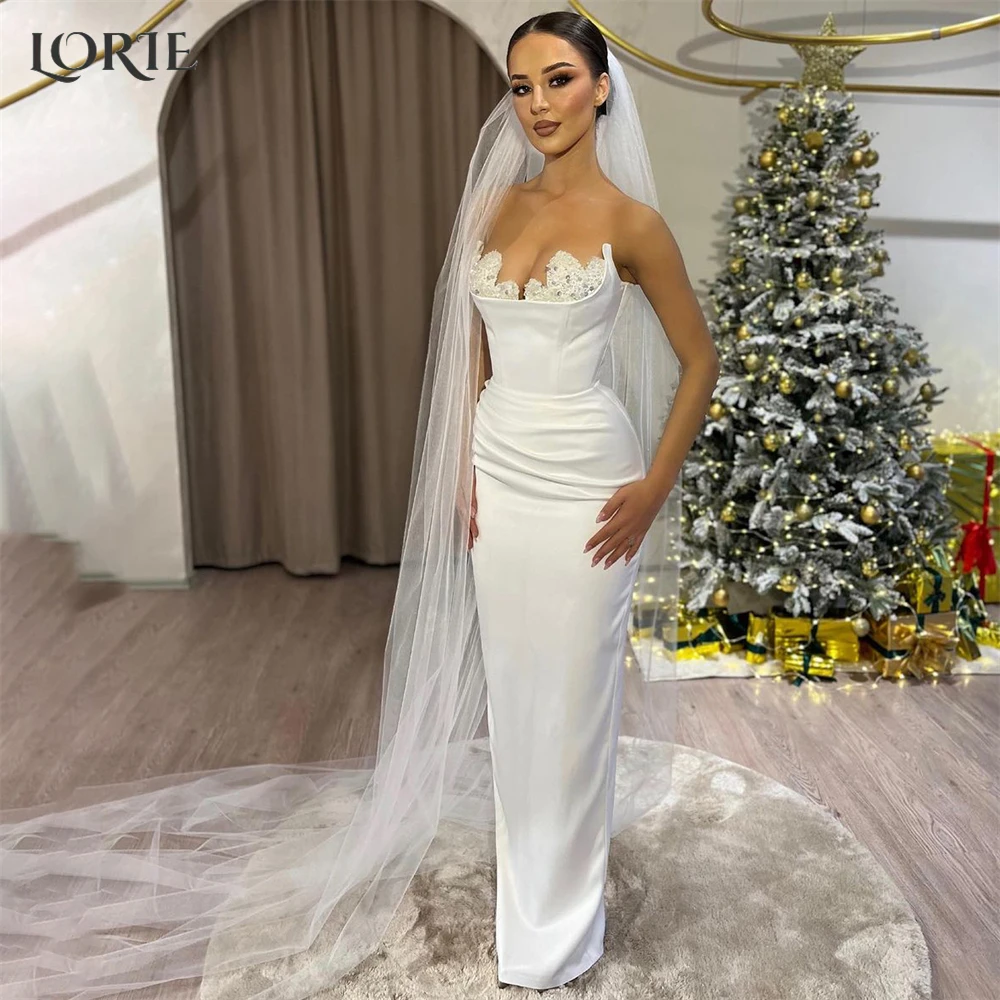 LORIE Luxury Lace Mermaid Wedding Dresses Pleated Off Shoulder Sparkly Bridal Gowns Backless Solid Floor Length Bride Dress 2024
LORIE Luxury Lace Mermaid Wedding Dresses Pleated Off Shoulder Sparkly Bridal Gowns Backless Solid Floor Length Bride Dress 2024