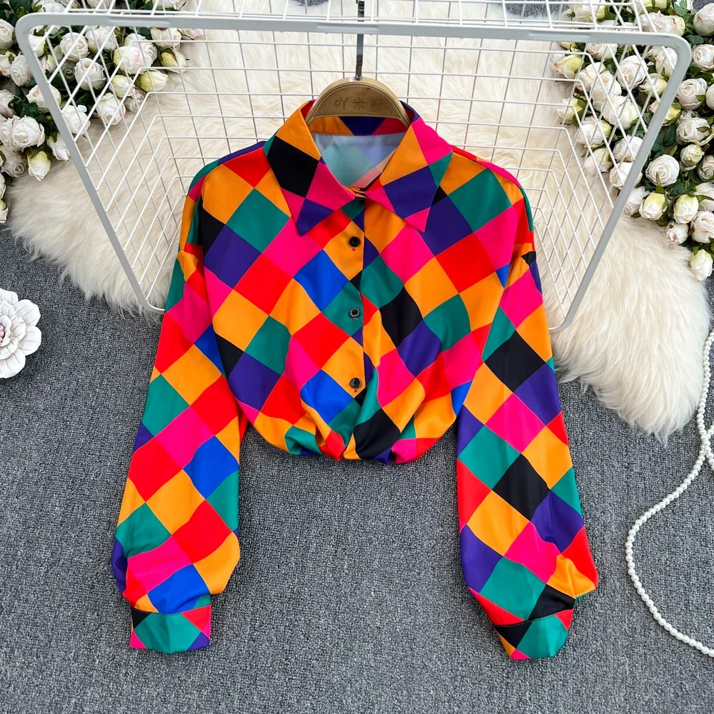 Women Chic Fashion Plaid Shirt Retro Printed Single-breasted Long-sleeved Tops Blouse Casual Loose Autumn Spring 2025
Women Chic Fashion Plaid Shirt Retro Printed Single-breasted Long-sleeved Tops Blouse Casual Loose Autumn Spring 2025