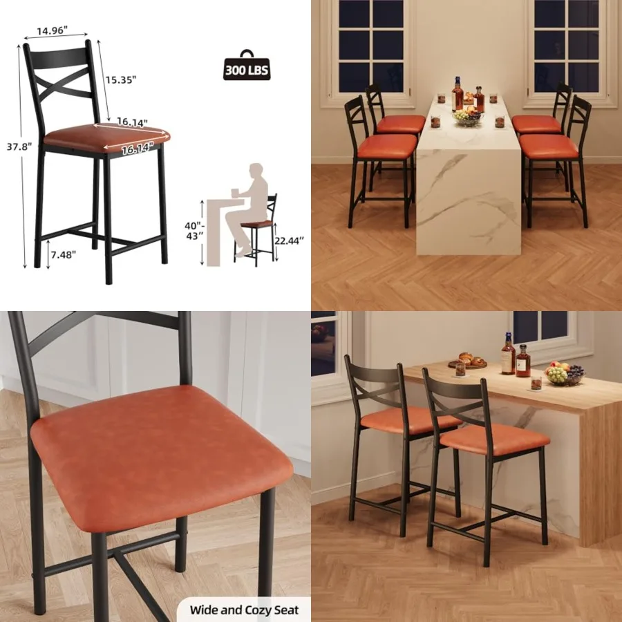 24" Counter Height Bar Stools Set of 2, Upholstered Bar Chairs with Back, Thick Cushion, Counter Height Barstools for Kitchen I
24" Counter Height Bar Stools Set of 2, Upholstered Bar Chairs with Back, Thick Cushion, Counter Height Barstools for Kitchen I