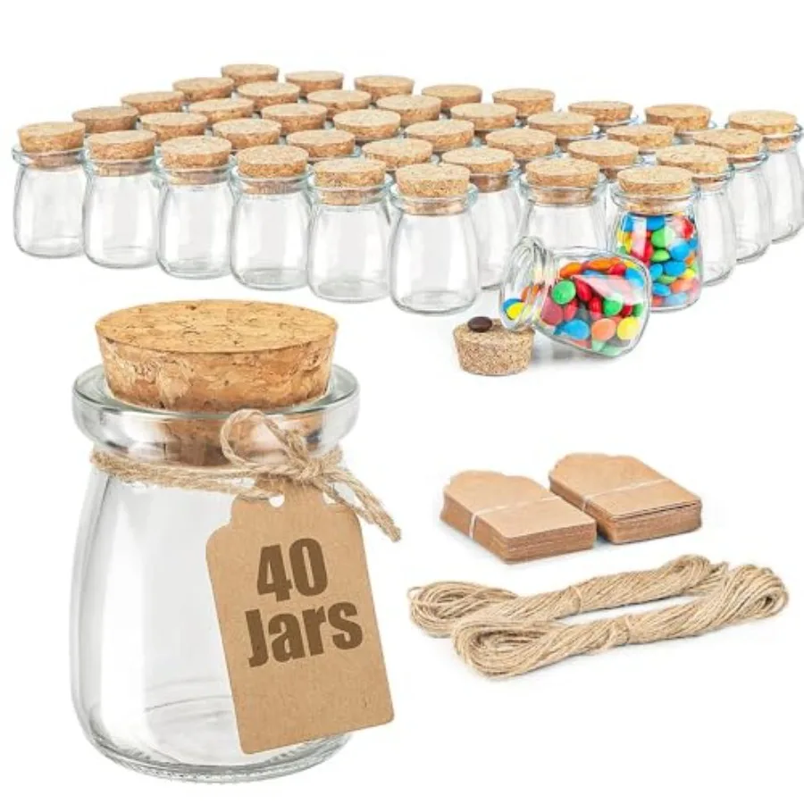 40 Pack Glass Favor Jars with Cork Lid, 3.4 oz Small Glass Bottles for Wedding Favor, Baby Shower, Party Favor, Gift Jars for C
40 Pack Glass Favor Jars with Cork Lid, 3.4 oz Small Glass Bottles for Wedding Favor, Baby Shower, Party Favor, Gift Jars for C