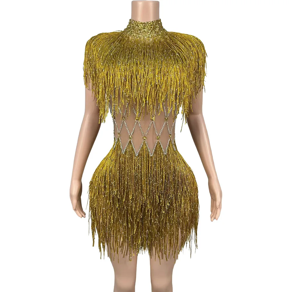 Luxury Shining Gold Rhinestones Tassel Bodysuit Women Fashion Performance Outfit Birthday Party Show Costume Dance Stage Wear
Luxury Shining Gold Rhinestones Tassel Bodysuit Women Fashion Performance Outfit Birthday Party Show Costume Dance Stage Wear
