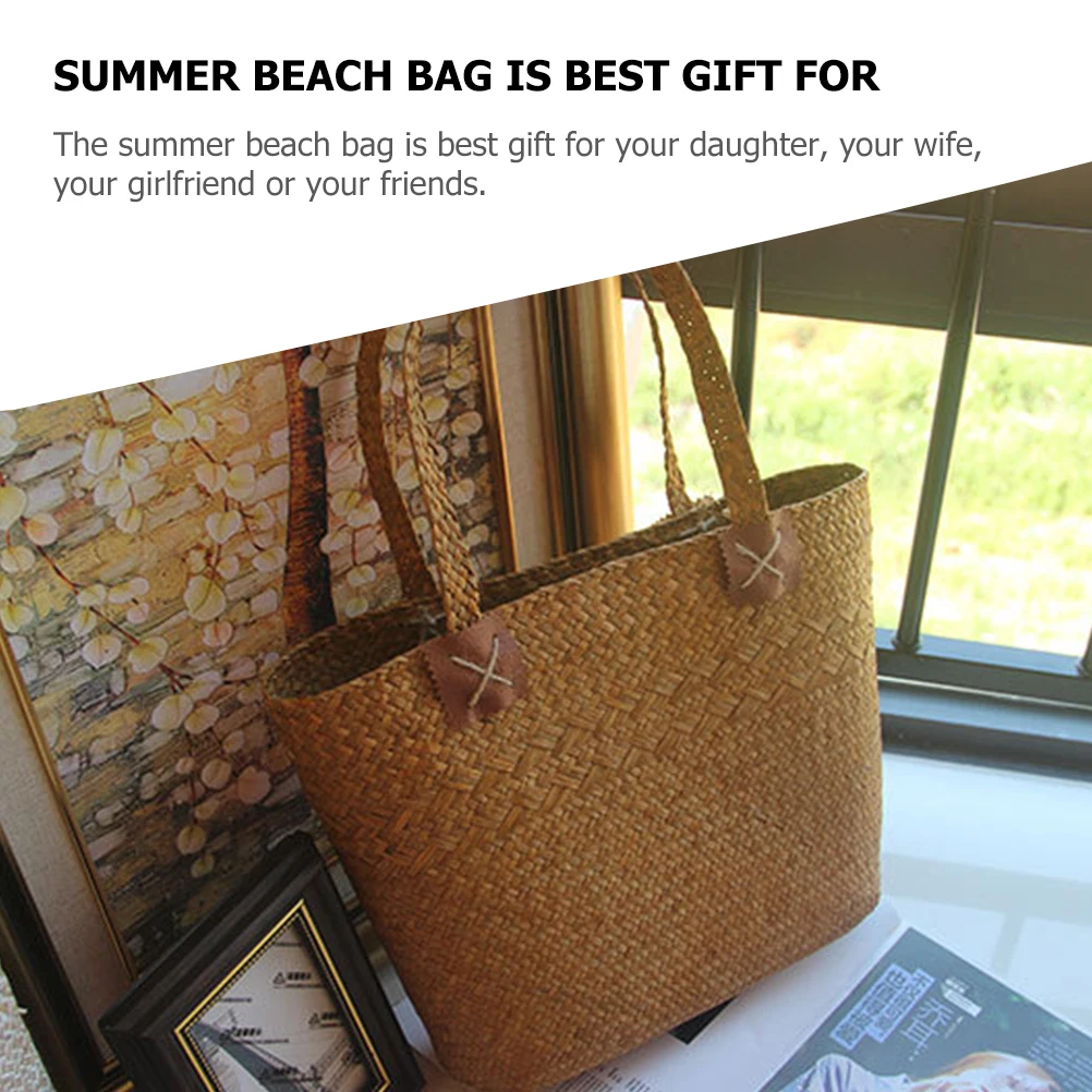 Seaweed Woven Straw Handbag Large Capacity Summer Beach Bag Home Decor Flower Basket Creative Craft Shopping Tote Grocery Bag
Seaweed Woven Straw Handbag Large Capacity Summer Beach Bag Home Decor Flower Basket Creative Craft Shopping Tote Grocery Bag