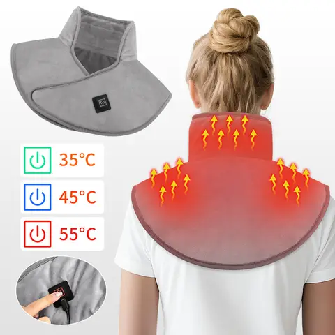 3-Mode Heating Pad for Neck Shoulder Pain Relief - USB Rechargeable Massage Wrap with Vibration Therapy for Home Office Use