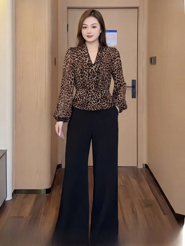 Spring Fashion plus Size Women's Shirt Top Leopard Print Wide Leg Pants Two Piece Set Korean Style Slim Fit High Waist Long S...
Spring Fashion plus Size Women's Shirt Top Leopard Print Wide Leg Pants Two Piece Set Korean Style Slim Fit High Waist Long S...