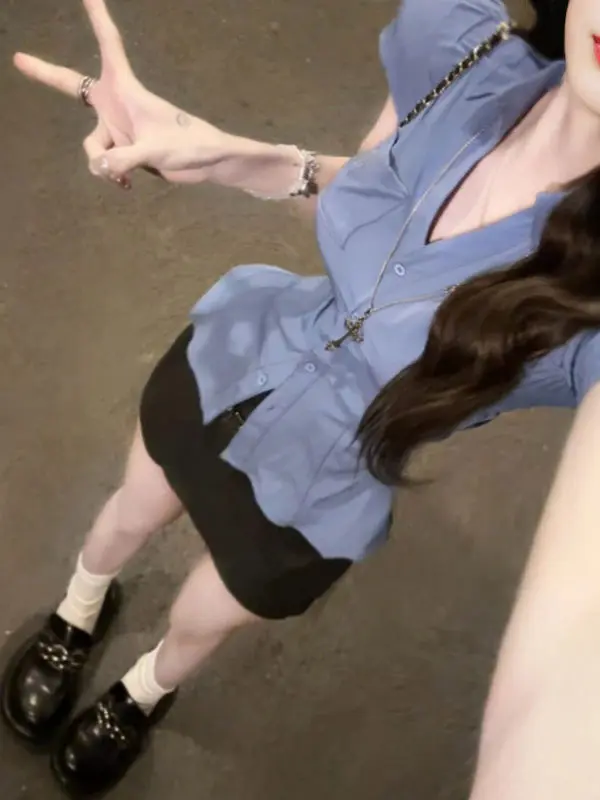 Korean Style Short Sleeve Shirt And Short Skirt Set Comfortable Cotton Two Piece Suit Unique Attractively Summer New Arrival
Korean Style Short Sleeve Shirt And Short Skirt Set Comfortable Cotton Two Piece Suit Unique Attractively Summer New Arrival