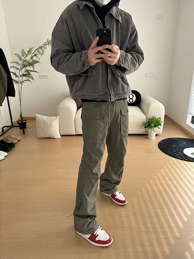 American Retro Grey Green Work Pants Men's Fashion Slim Straight Leg Jeans mid Waist Zipper Fly Loose Fit Vintage Style
American Retro Grey Green Work Pants Men's Fashion Slim Straight Leg Jeans mid Waist Zipper Fly Loose Fit Vintage Style