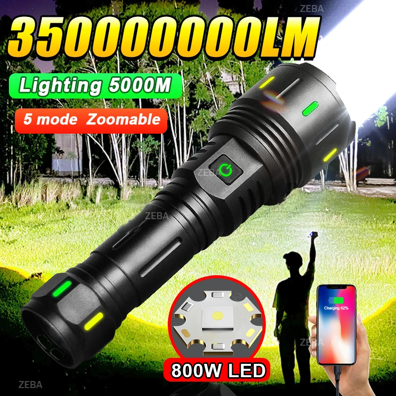2025 Most Powerful LED Flashlight 3500000LM Super Bright Long Shot 5000m Torch USB Rechargeable Powerful Flashlight Camping Lamp
2025 Most Powerful LED Flashlight 3500000LM Super Bright Long Shot 5000m Torch USB Rechargeable Powerful Flashlight Camping Lamp