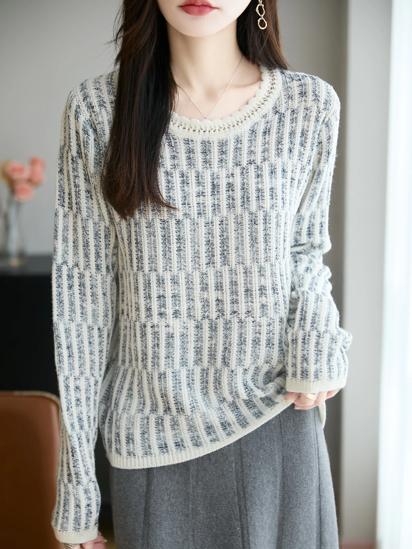 New Fashion Autumn Winter Woman Sweater Elegant Merino Wool Knitted Pullover Hollow Out Long Sleeve Clothes Tops New Lady Jumper
New Fashion Autumn Winter Woman Sweater Elegant Merino Wool Knitted Pullover Hollow Out Long Sleeve Clothes Tops New Lady Jumper