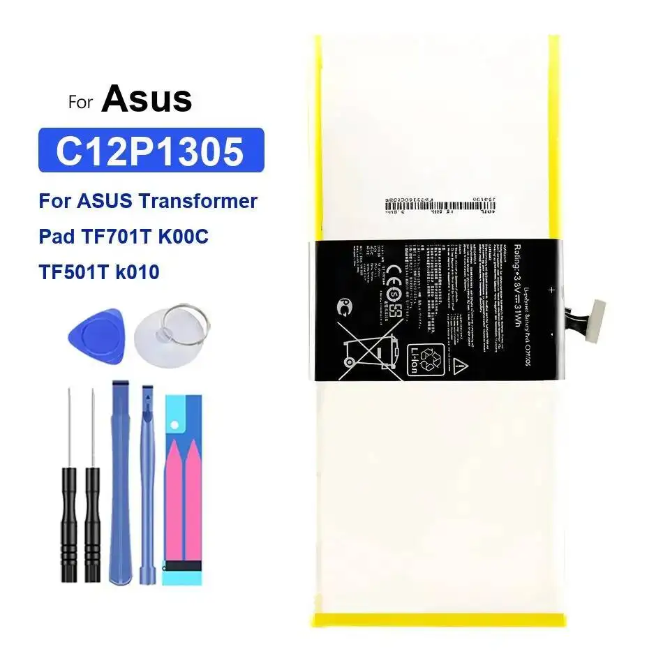 C12P1305 7900 мАч сменный аккумулятор для планшета премиум-класса большой емкости для Asus Transformer Pad TF701T K00C TF501T K010
C12P1305 7900 мАч сменный аккумулятор для планшета премиум-класса большой емкости для Asus Transformer Pad TF701T K00C TF501T K010