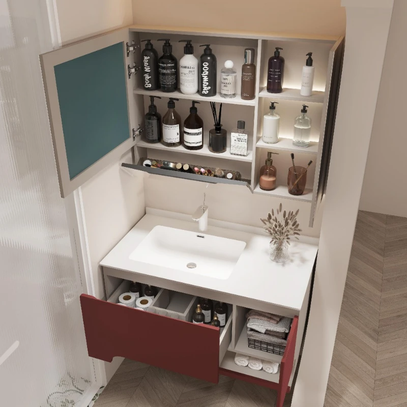 Painted solid wood board household bathroom cabinet drawer rock slab seamless splicing basin cosmetic mirror set bathroom
Painted solid wood board household bathroom cabinet drawer rock slab seamless splicing basin cosmetic mirror set bathroom