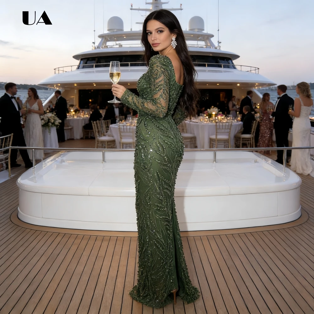 ULBYANRY Customized Sheath Square Collar Beaded Party Dress, Luxury Long Sleeve Evening Dress for Woman, Sexy Slit Prom Gown
ULBYANRY Customized Sheath Square Collar Beaded Party Dress, Luxury Long Sleeve Evening Dress for Woman, Sexy Slit Prom Gown