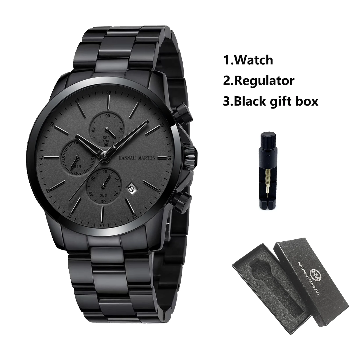 Hannah Martin 109Men Watch Black Stainless Steel Fashion Waterproof Sports Multifunctional Quartz Watch Relogio Masculino
Hannah Martin 109Men Watch Black Stainless Steel Fashion Waterproof Sports Multifunctional Quartz Watch Relogio Masculino