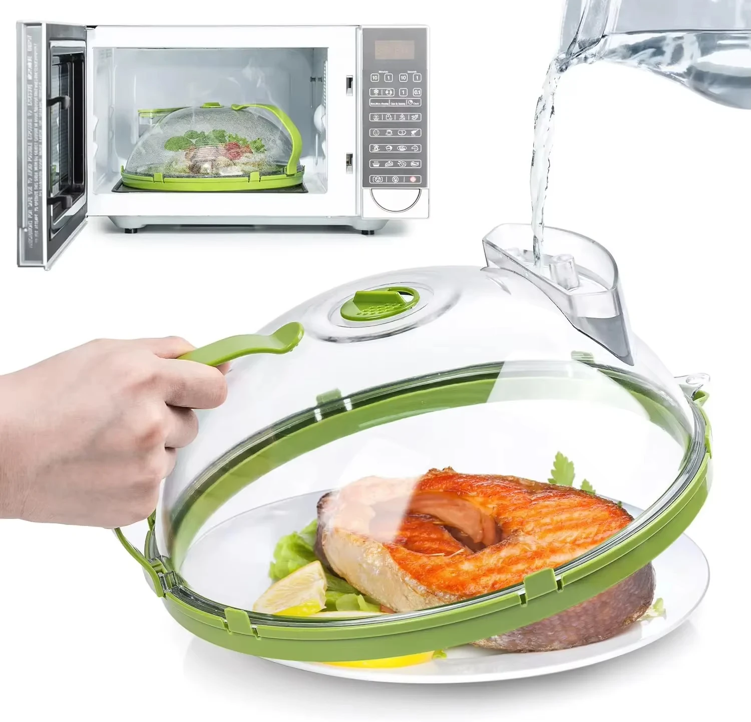 Microwave Splash Cover High Temperature Resistant Microwave Guard Lid Transparent Food Heating Cover with Steam Vent and Handle
Microwave Splash Cover High Temperature Resistant Microwave Guard Lid Transparent Food Heating Cover with Steam Vent and Handle