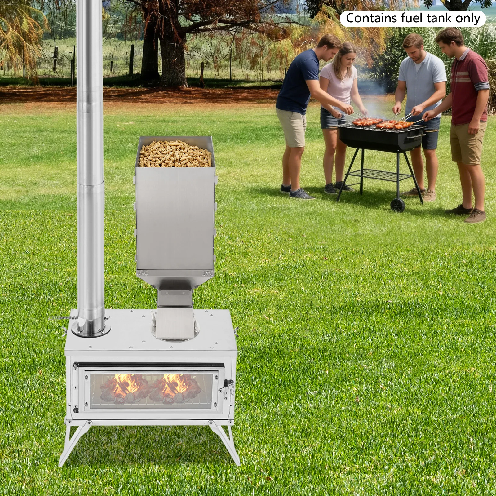 Outdoor Camping Stove Pellet Bin Barbecue Fuel Tank with Convenient Adapter Ring Removable Top Lid for Easy Refilling
Outdoor Camping Stove Pellet Bin Barbecue Fuel Tank with Convenient Adapter Ring Removable Top Lid for Easy Refilling