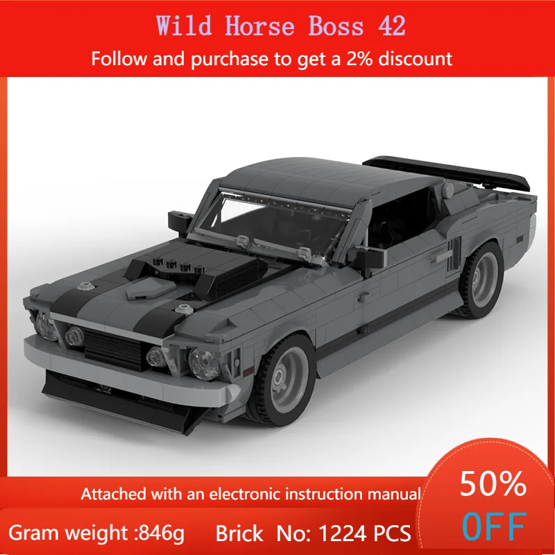 1224 детали MOC, модель строительного блока Mustang Boss 439, автомобильный конструктор для мальчиков и взрослых, рождественский подарок, игрушки
1224 детали MOC, модель строительного блока Mustang Boss 439, автомобильный конструктор для мальчиков и взрослых, рождественский подарок, игрушки