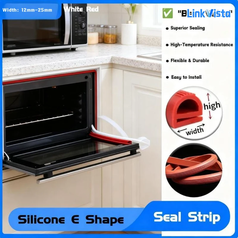 Silicone E-Shape Strip Width 12-25mm Wide High Temperature Resistant E-Type Rubber Seal for Oven Doors Applications White Red
Silicone E-Shape Strip Width 12-25mm Wide High Temperature Resistant E-Type Rubber Seal for Oven Doors Applications White Red