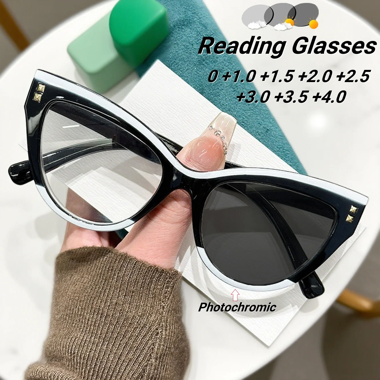 2025 New Fashionable Cat Eye Photochromic Women's Reading Glasses Retro Ultra Light Neutral High Quality Anti Blue Light Glasses
2025 New Fashionable Cat Eye Photochromic Women's Reading Glasses Retro Ultra Light Neutral High Quality Anti Blue Light Glasses