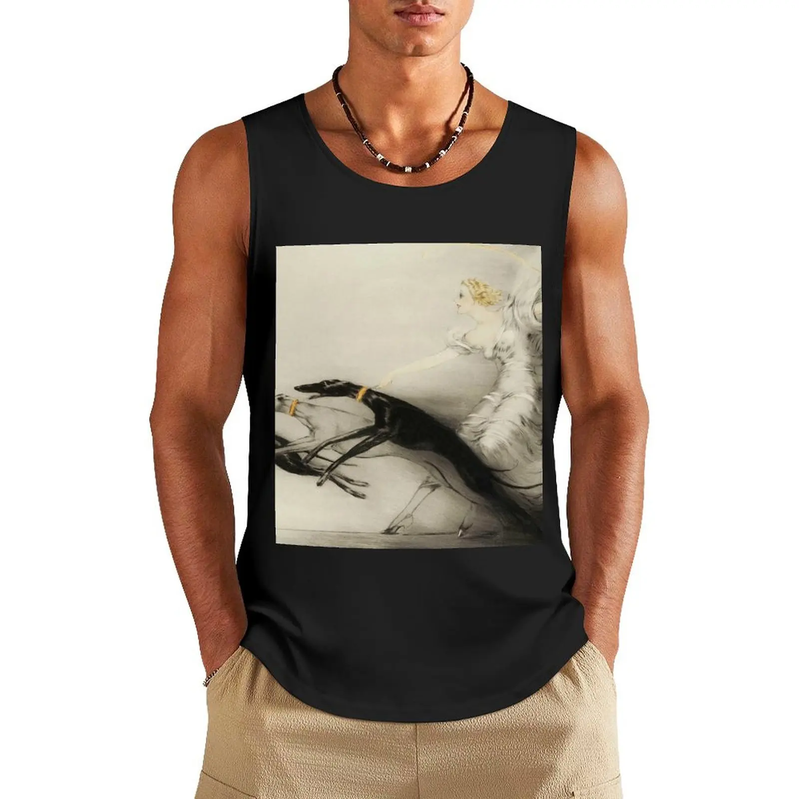 Vintage Art Deco illustration, woman walking her greyhound dogs Tank Top gym summer 2025 Men's gym t-shirts
Vintage Art Deco illustration, woman walking her greyhound dogs Tank Top gym summer 2025 Men's gym t-shirts
