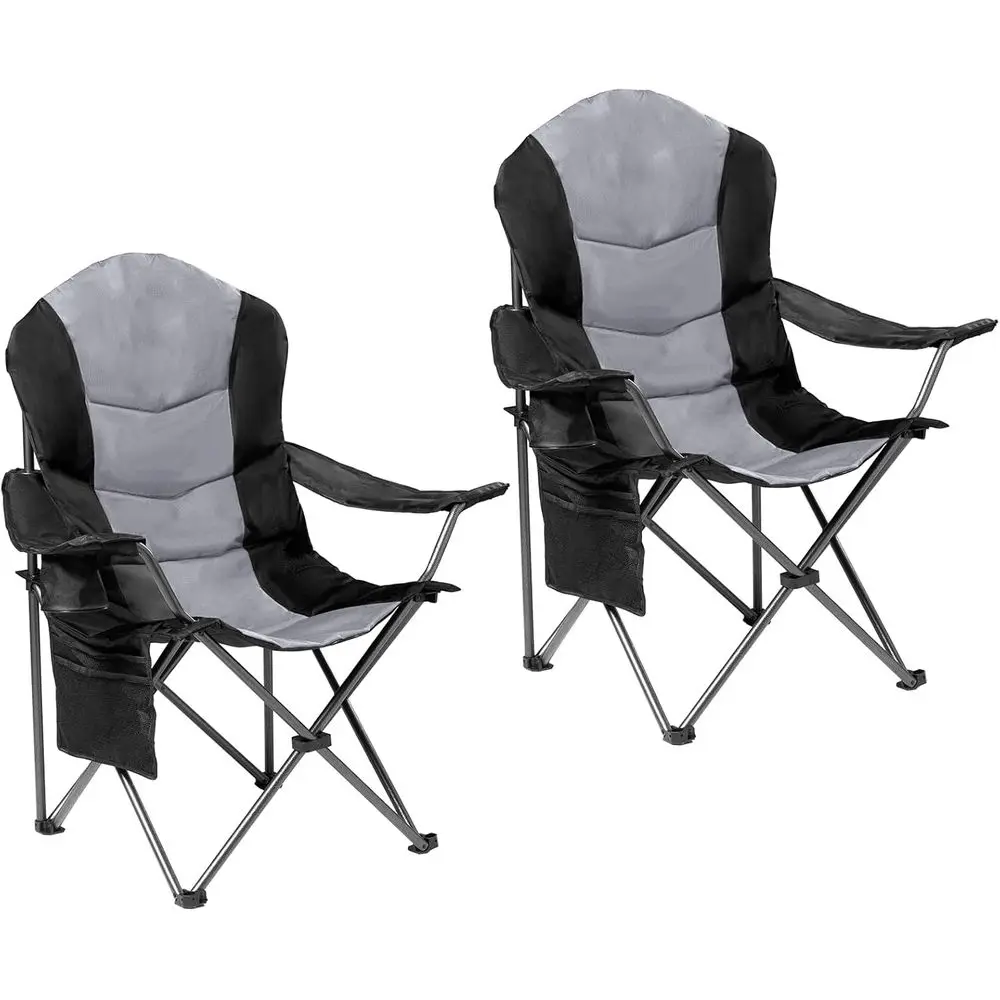 High-Back Padded Outdoor Chairs with Lumbar Support and Cup Holders, 400lbs Capacity, Portable Camping Chairs Set in Black & Lig
High-Back Padded Outdoor Chairs with Lumbar Support and Cup Holders, 400lbs Capacity, Portable Camping Chairs Set in Black & Lig