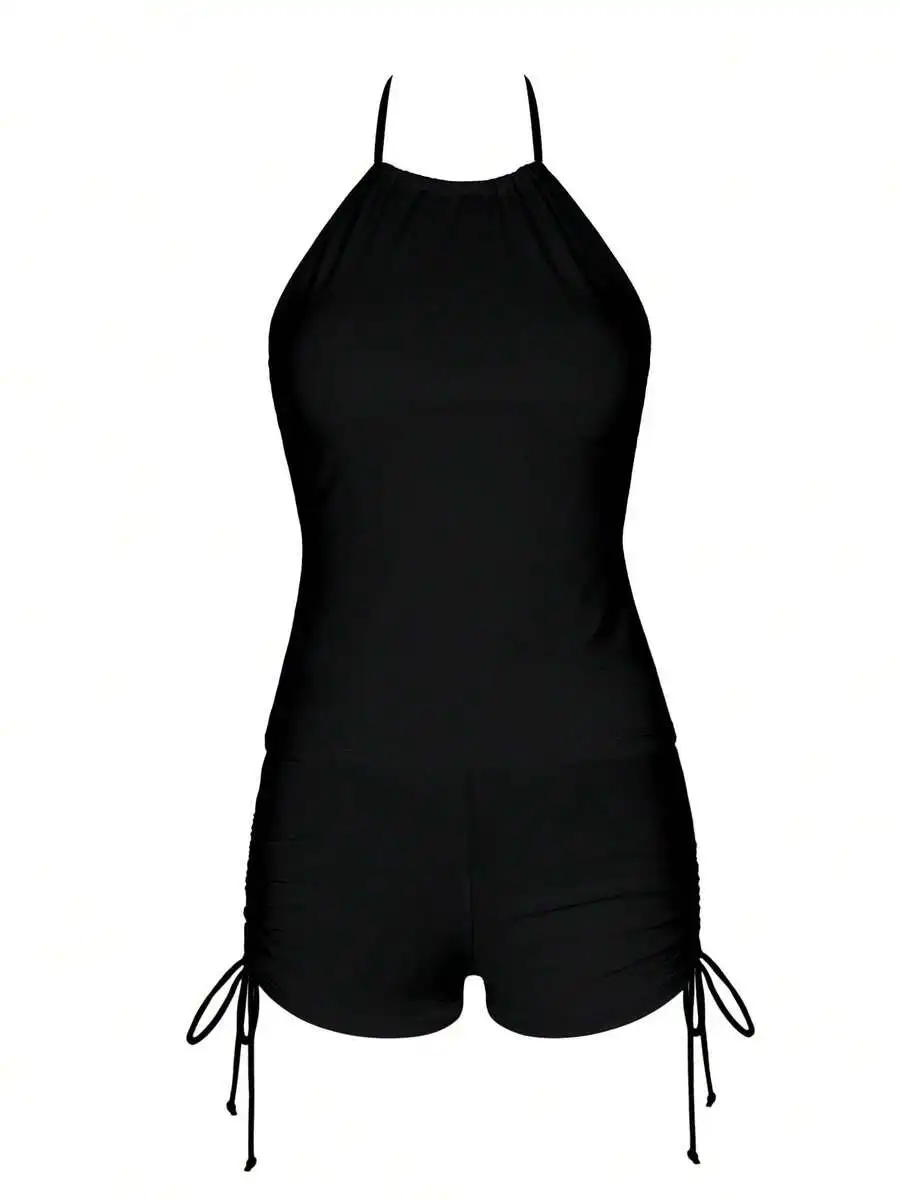 Womens Black Halter Neck Two Piece Swimsuit High Waisted Ruched Bottom Tummy Control Quick Dry
Womens Black Halter Neck Two Piece Swimsuit High Waisted Ruched Bottom Tummy Control Quick Dry