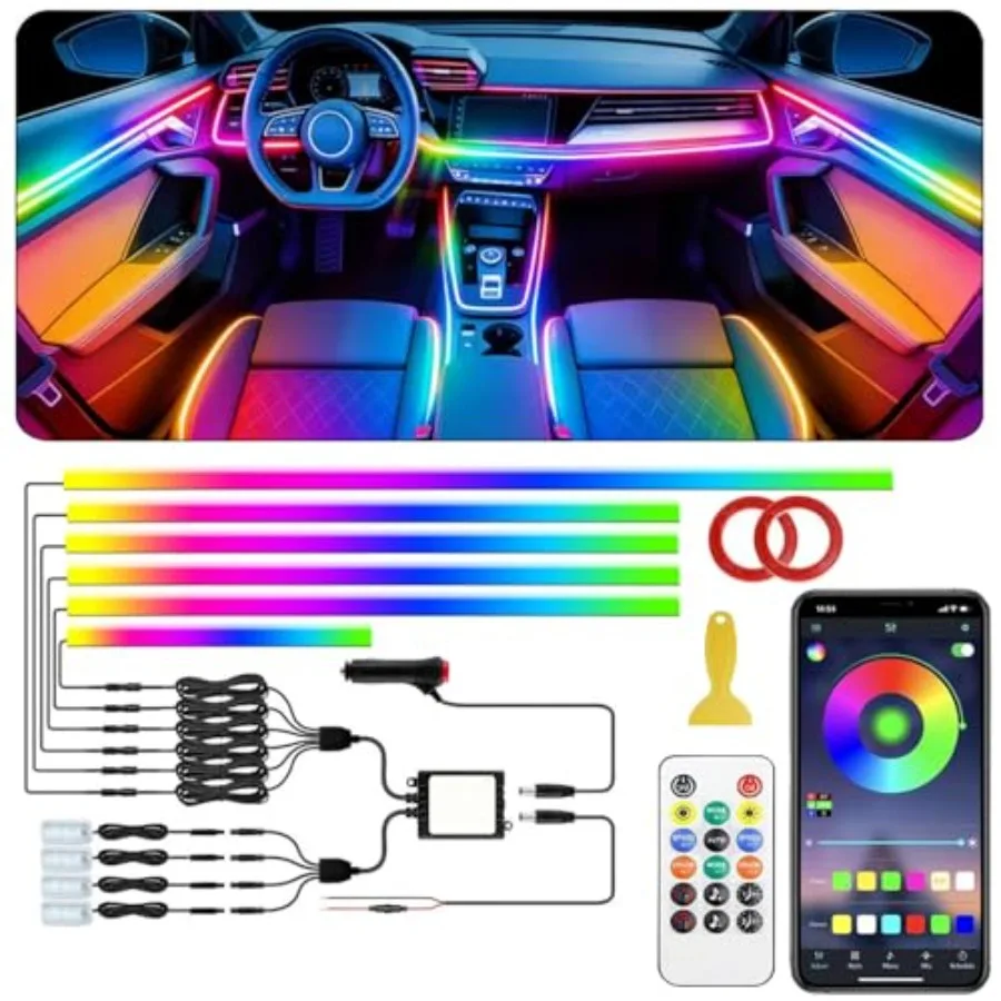 Interior Car LED Strip LightsAcrylic LED Lights for Car with Dynamic Dreamcolor Chasing 175 Inch 10 in 1 RGB Neon Strip Fiber O
Interior Car LED Strip LightsAcrylic LED Lights for Car with Dynamic Dreamcolor Chasing 175 Inch 10 in 1 RGB Neon Strip Fiber O