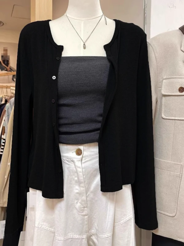 Black Ice Silk Knitted Summer Lightweight Women's Sun Protection Open Cardigan Korean Style Outerwear Small Shoulder Coat
Black Ice Silk Knitted Summer Lightweight Women's Sun Protection Open Cardigan Korean Style Outerwear Small Shoulder Coat