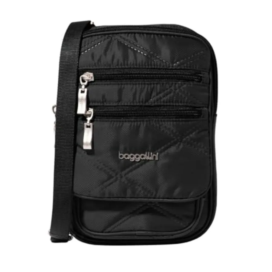 Travel crossbody bag for women, lightweight nylon, black, RFID-blocking security and compact 9x6 size
Travel crossbody bag for women, lightweight nylon, black, RFID-blocking security and compact 9x6 size