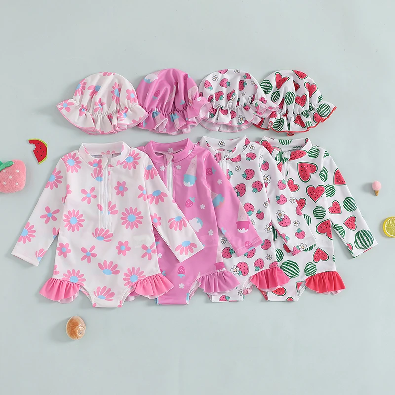 Toddler Girls Rash Guard Swimsuit Romper Long Sleeve Floral Print Bathing Suit Swimear with Hat
Toddler Girls Rash Guard Swimsuit Romper Long Sleeve Floral Print Bathing Suit Swimear with Hat