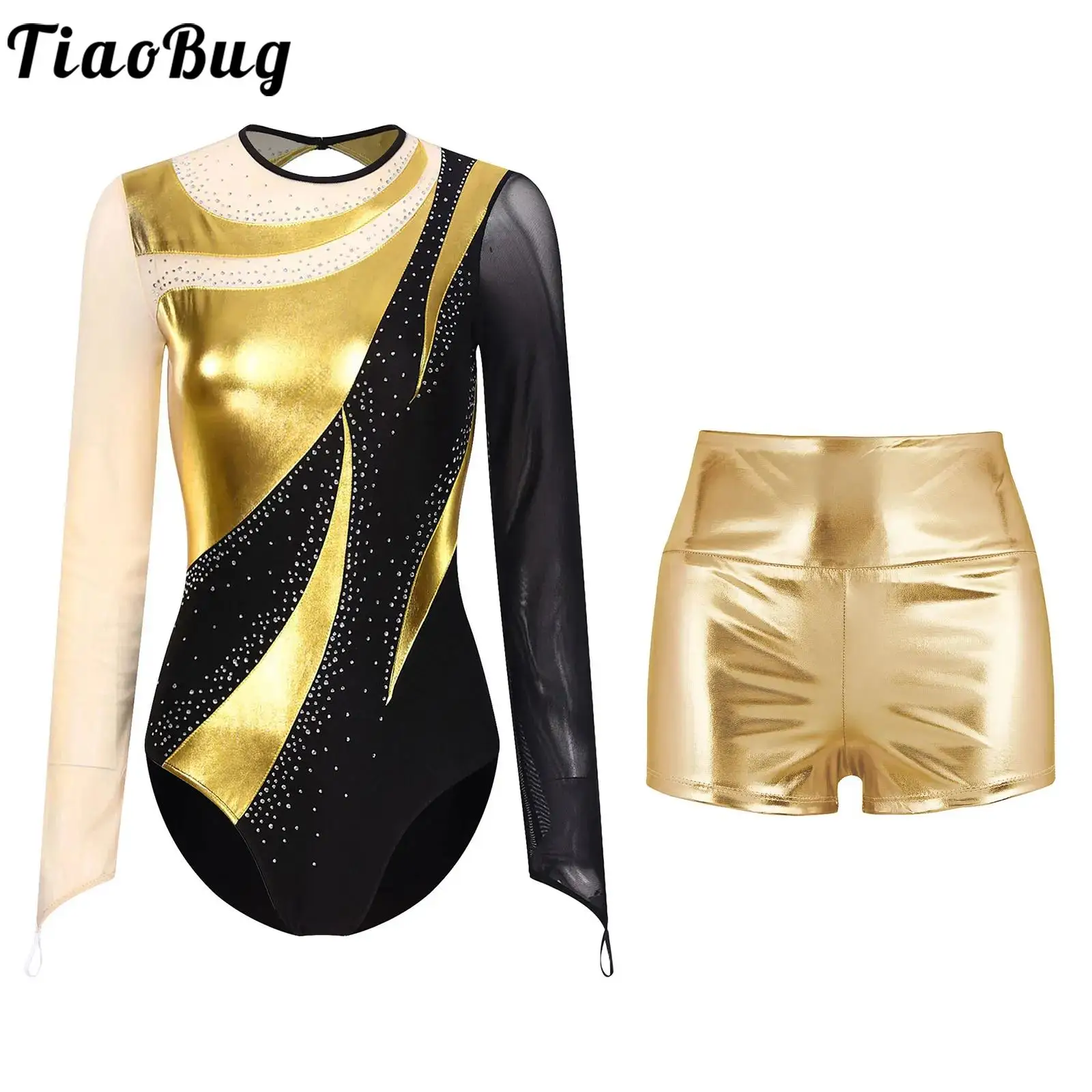 Womens Ballet Gymnastics Dance Performance Bronzing Mesh Long Sleeve Bodysuit Metallic Contrast Figure Ice Skating Jumpsuit Set
Womens Ballet Gymnastics Dance Performance Bronzing Mesh Long Sleeve Bodysuit Metallic Contrast Figure Ice Skating Jumpsuit Set