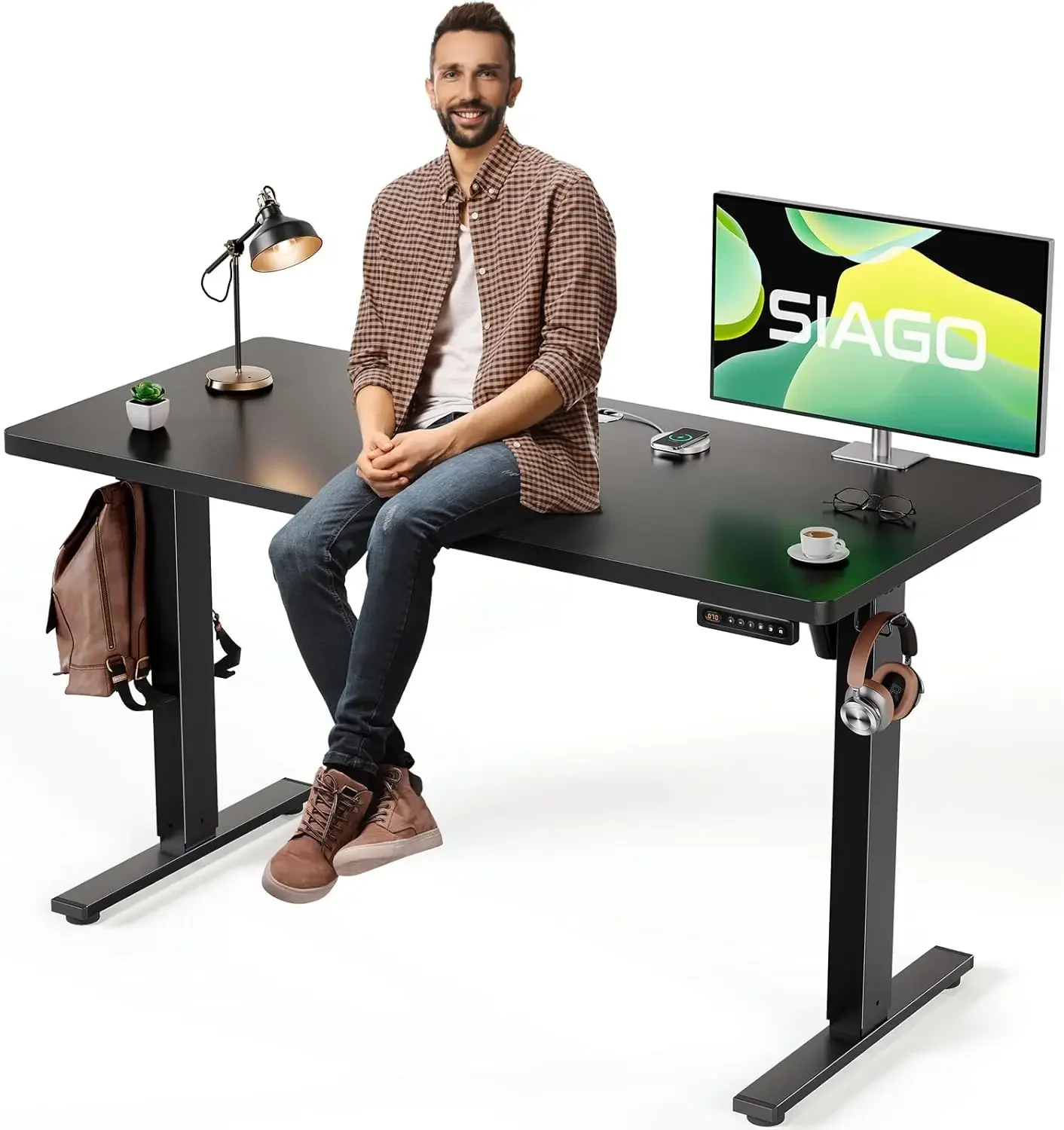 Electric Standing Desk Adjustable - 48 x 24 Inch Sit Stand up Desk with Cable Management - 3 Memory Pres et Adjustable Height
Electric Standing Desk Adjustable - 48 x 24 Inch Sit Stand up Desk with Cable Management - 3 Memory Pres et Adjustable Height