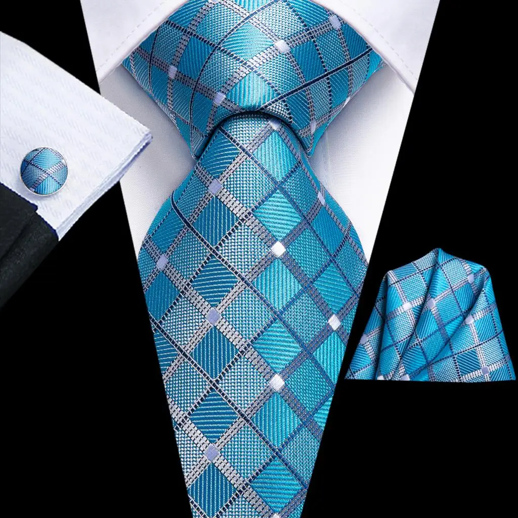 Light Blue Plaid Silk Wedding Tie For Men Handky Cufflink Gift Mens Necktie Fashion Designer Business Party Dropshiping Hi-Tie
Light Blue Plaid Silk Wedding Tie For Men Handky Cufflink Gift Mens Necktie Fashion Designer Business Party Dropshiping Hi-Tie