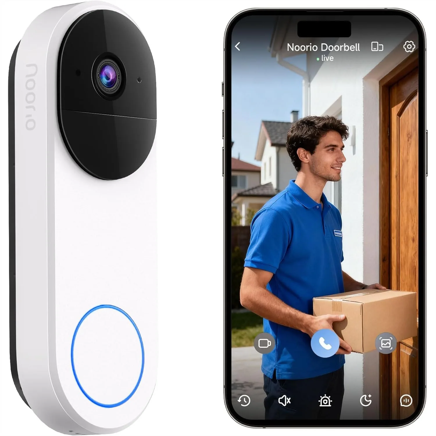 Wireless Doorbell Camera with 2K+ Resolution, Rechargeable Battery, 2-Way Audio, Color Night Vision, AI Motion Detection, No
Wireless Doorbell Camera with 2K+ Resolution, Rechargeable Battery, 2-Way Audio, Color Night Vision, AI Motion Detection, No