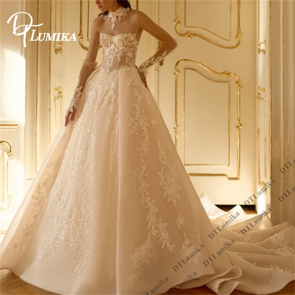 DTLumika Vintage Lace A Line Bridal Gown for Women 2026 Strapless Customized Wedding Dresses with Chapel Train Bridal Gown
DTLumika Vintage Lace A Line Bridal Gown for Women 2026 Strapless Customized Wedding Dresses with Chapel Train Bridal Gown