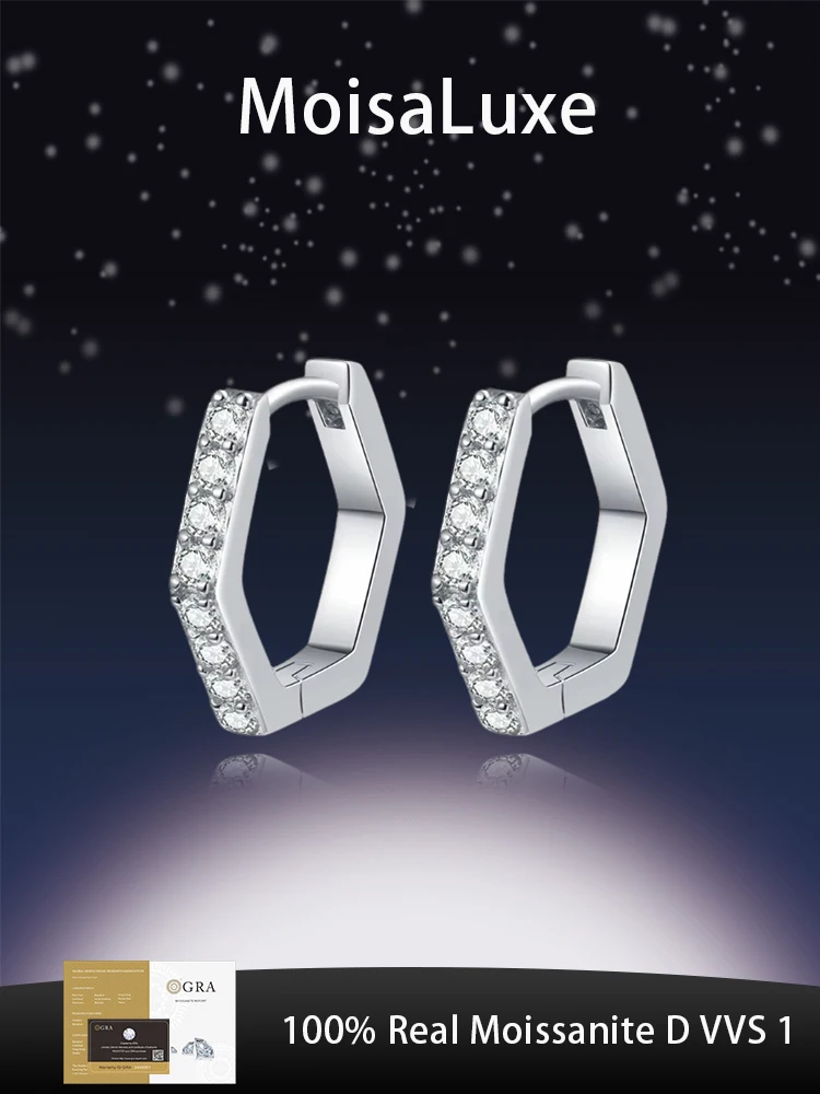 MoisaLuxe Official Store Plata Sterling 925 Silver Women's Hexagonal Stud Moissanite Fashion Jewelry Earrings Hoops Piercing
MoisaLuxe Official Store Plata Sterling 925 Silver Women's Hexagonal Stud Moissanite Fashion Jewelry Earrings Hoops Piercing