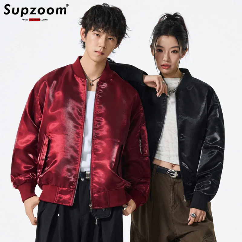 Supzoom New Arrival Rib Sleeve Top Fashion Bright Fabric Zipper Casual Loose Cardigan Coat Bomber Baseball Jacket
Supzoom New Arrival Rib Sleeve Top Fashion Bright Fabric Zipper Casual Loose Cardigan Coat Bomber Baseball Jacket