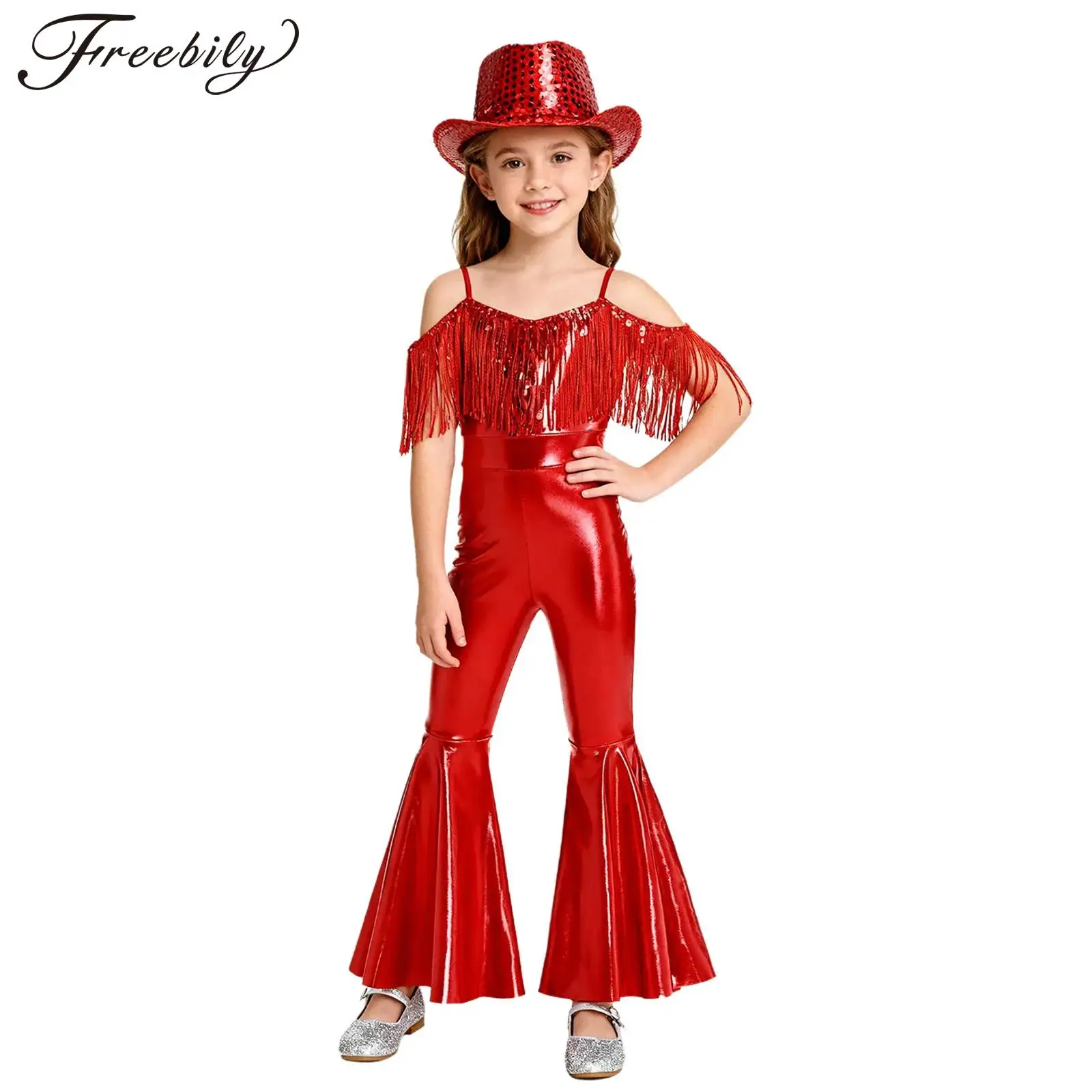 Kid 70s Sequins Shiny Hippie Costume Flares for Girls Tassels Prom Flare Jumpsuit 80s Party Costume 60s Jazz Dance Disco Outfit
Kid 70s Sequins Shiny Hippie Costume Flares for Girls Tassels Prom Flare Jumpsuit 80s Party Costume 60s Jazz Dance Disco Outfit