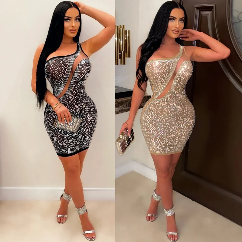 New European - American Women's Sexy Mesh Rhinestone - stitched See - through Nightclub Dress, Ideal for Fashionable Parties
New European - American Women's Sexy Mesh Rhinestone - stitched See - through Nightclub Dress, Ideal for Fashionable Parties