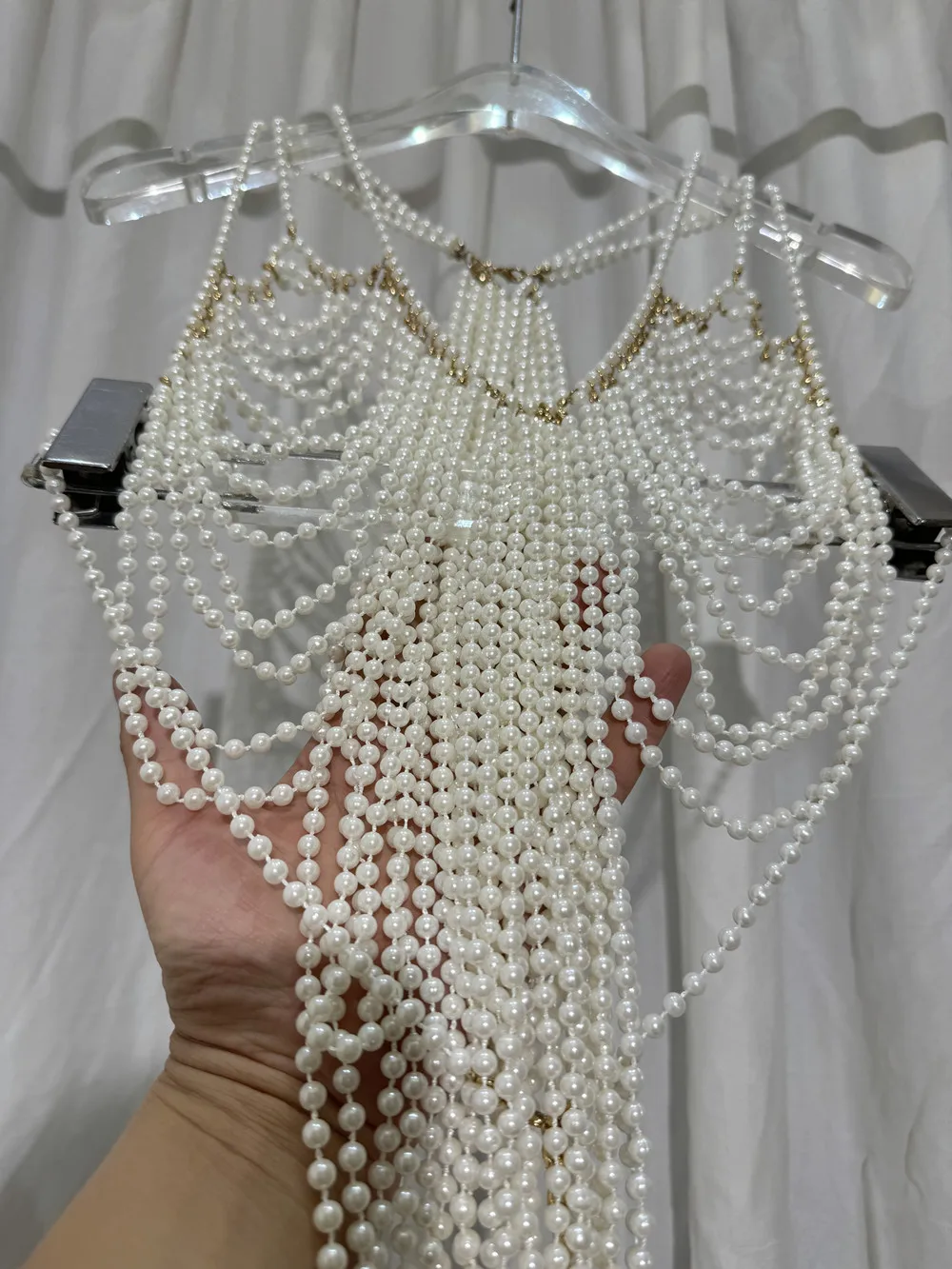 2025 New Sexy Pearl Bra Chain Body Jewelry Pearl Shawl Sling Hand-woven Bra Chain Vest Night Club Fashion Party Body Chain
2025 New Sexy Pearl Bra Chain Body Jewelry Pearl Shawl Sling Hand-woven Bra Chain Vest Night Club Fashion Party Body Chain