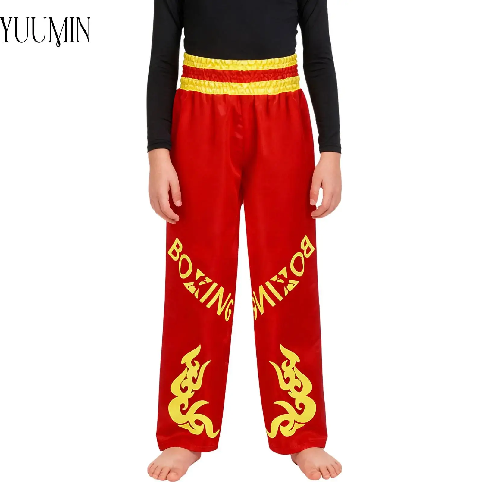 Kids Boys Boxing Training Costume Stylish Print Satin Pants Elastic Waistband Boxer Trousers Teens Muay Thai MMA Bottoms Clothes
Kids Boys Boxing Training Costume Stylish Print Satin Pants Elastic Waistband Boxer Trousers Teens Muay Thai MMA Bottoms Clothes
