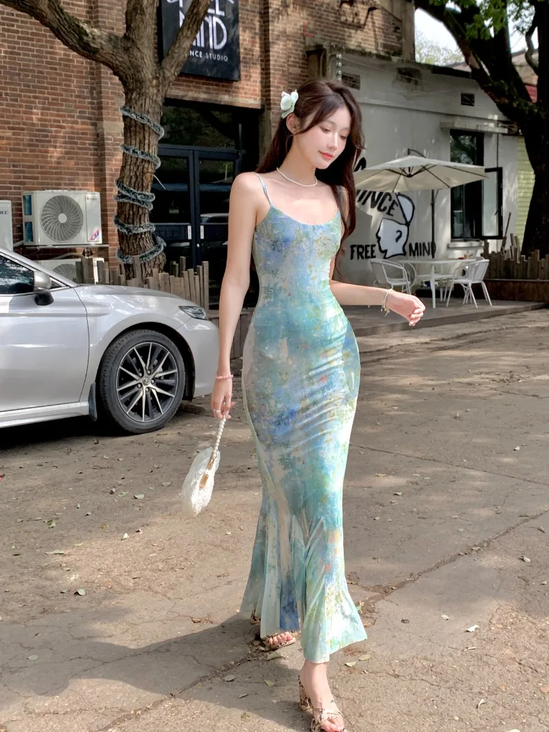 Flycoozooi 2024 Summer New Mermaid Printed Mesh Women's Korean Fashion Oil Painting Style Long Slimming Dresses Female Clothing
Flycoozooi 2024 Summer New Mermaid Printed Mesh Women's Korean Fashion Oil Painting Style Long Slimming Dresses Female Clothing