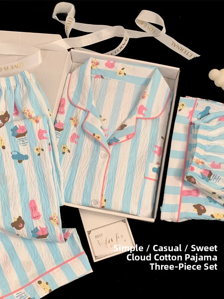 Пижамный комплект Animal Ice Cr Blue Stripes ort Sve Open Cardigan, летняя тонкая хлопковая домашняя одежда с облаком, комплект футболок
Пижамный комплект Animal Ice Cr Blue Stripes ort Sve Open Cardigan, летняя тонкая хлопковая домашняя одежда с облаком, комплект футболок